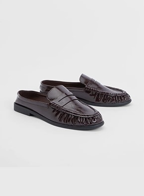 Patent Croc Ruched Backless Loafers
